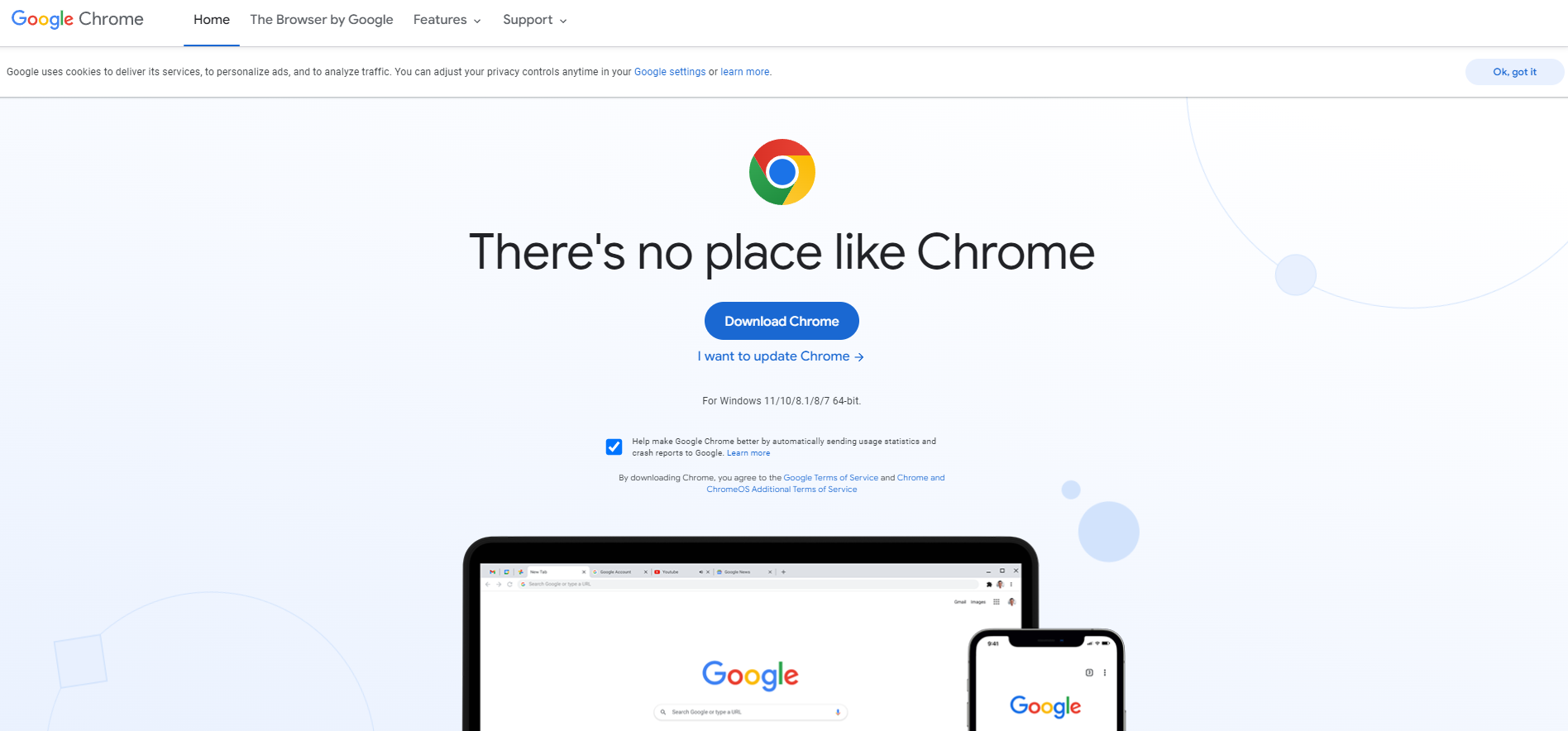 Google Chrome download page